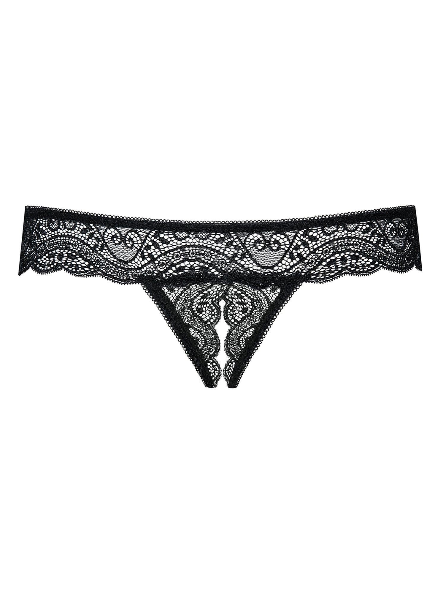 2-Stringi koronkowe rozcięte w kroku obsessive L/XL-2