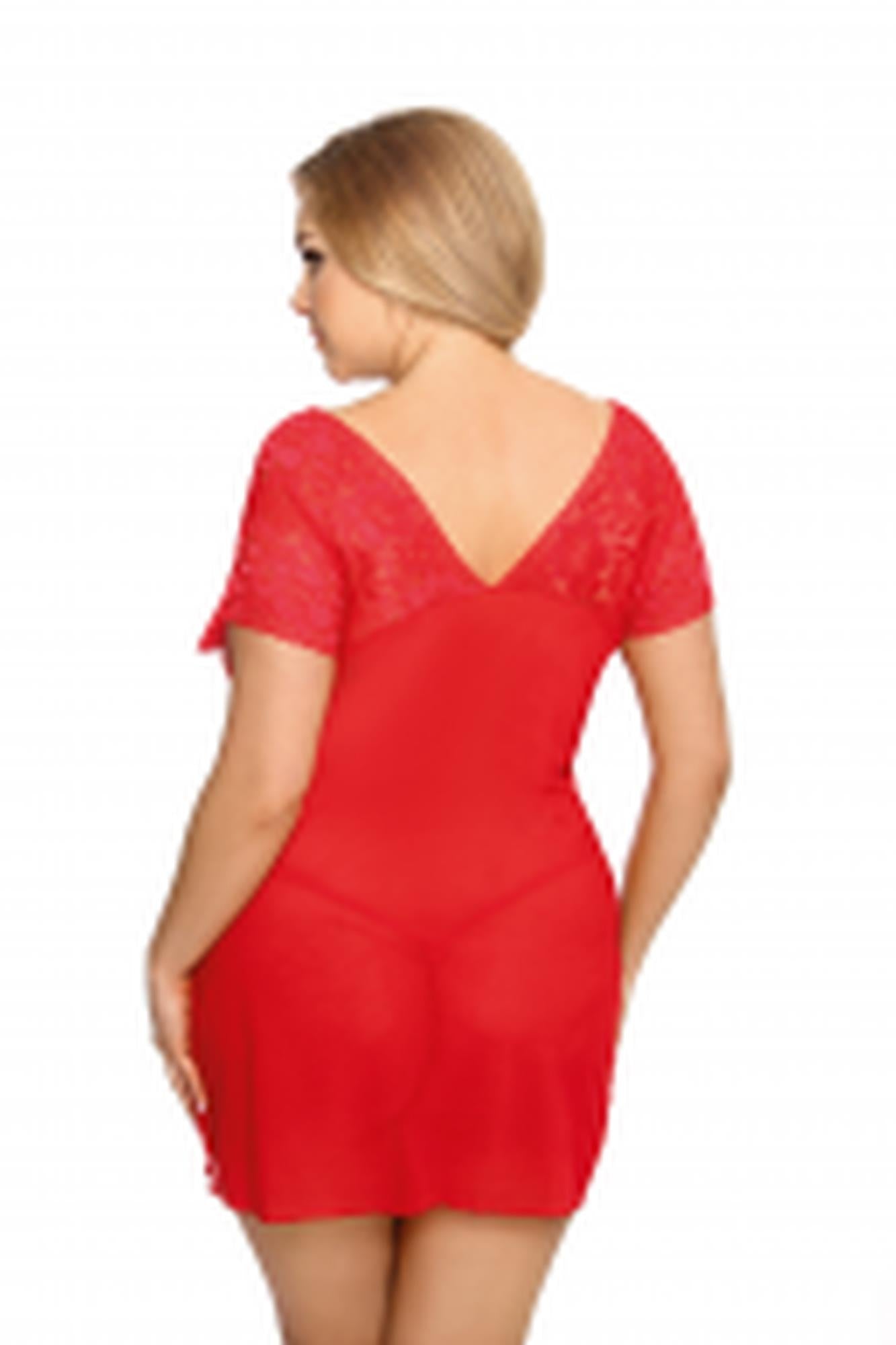 2-Czerwona koszulka stringi komplet sex bielizna xl-2