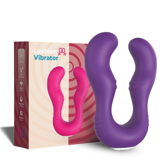 2-Podwójny wibrator lesbijski dla par 9 trybów 14cm-2