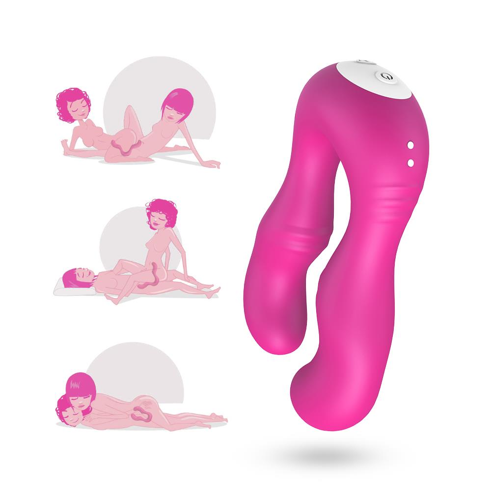 8-Podwójny wibrator lesbijski dla par 9 trybów 14cm-8