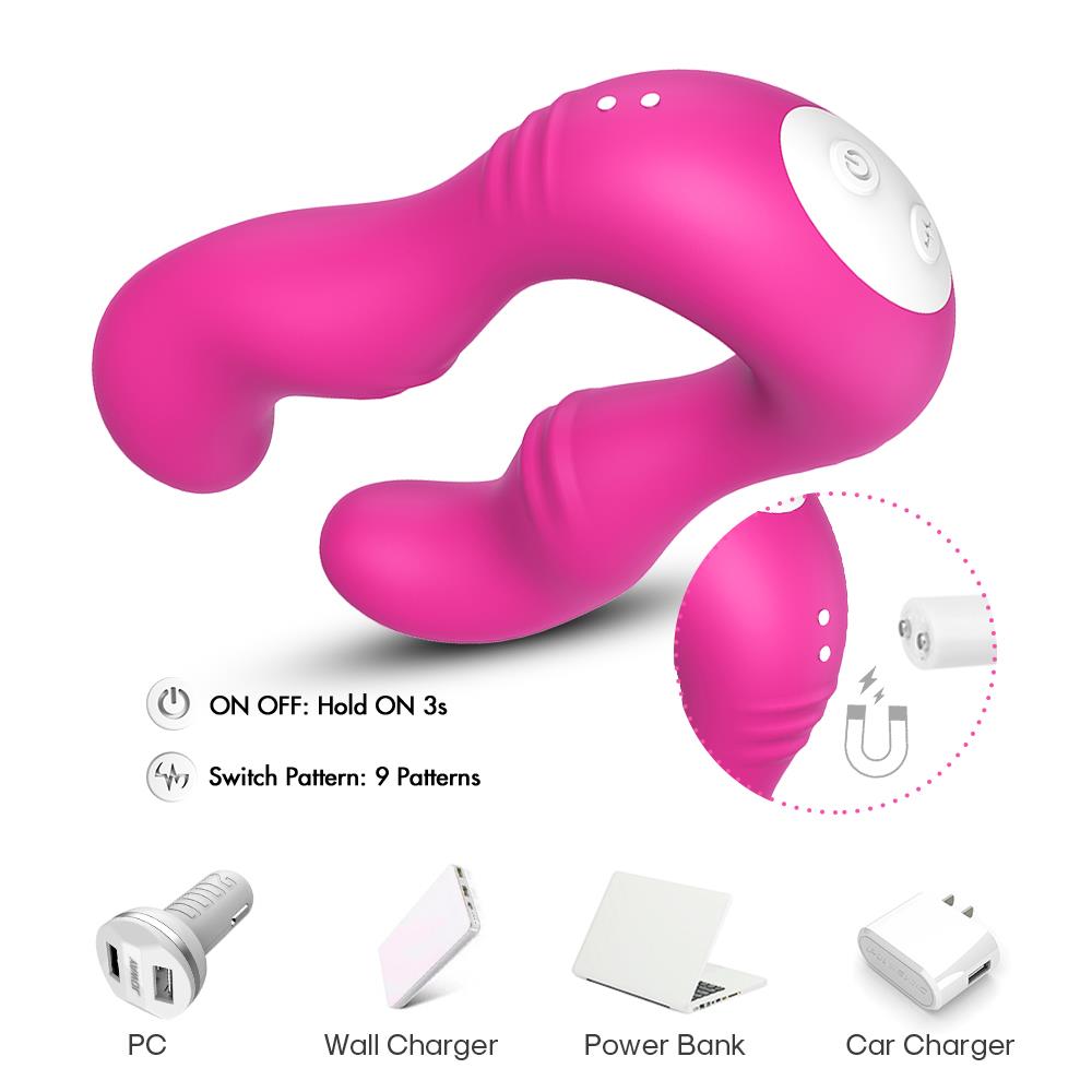 9-Podwójny wibrator lesbijski dla par 9 trybów 14cm-9