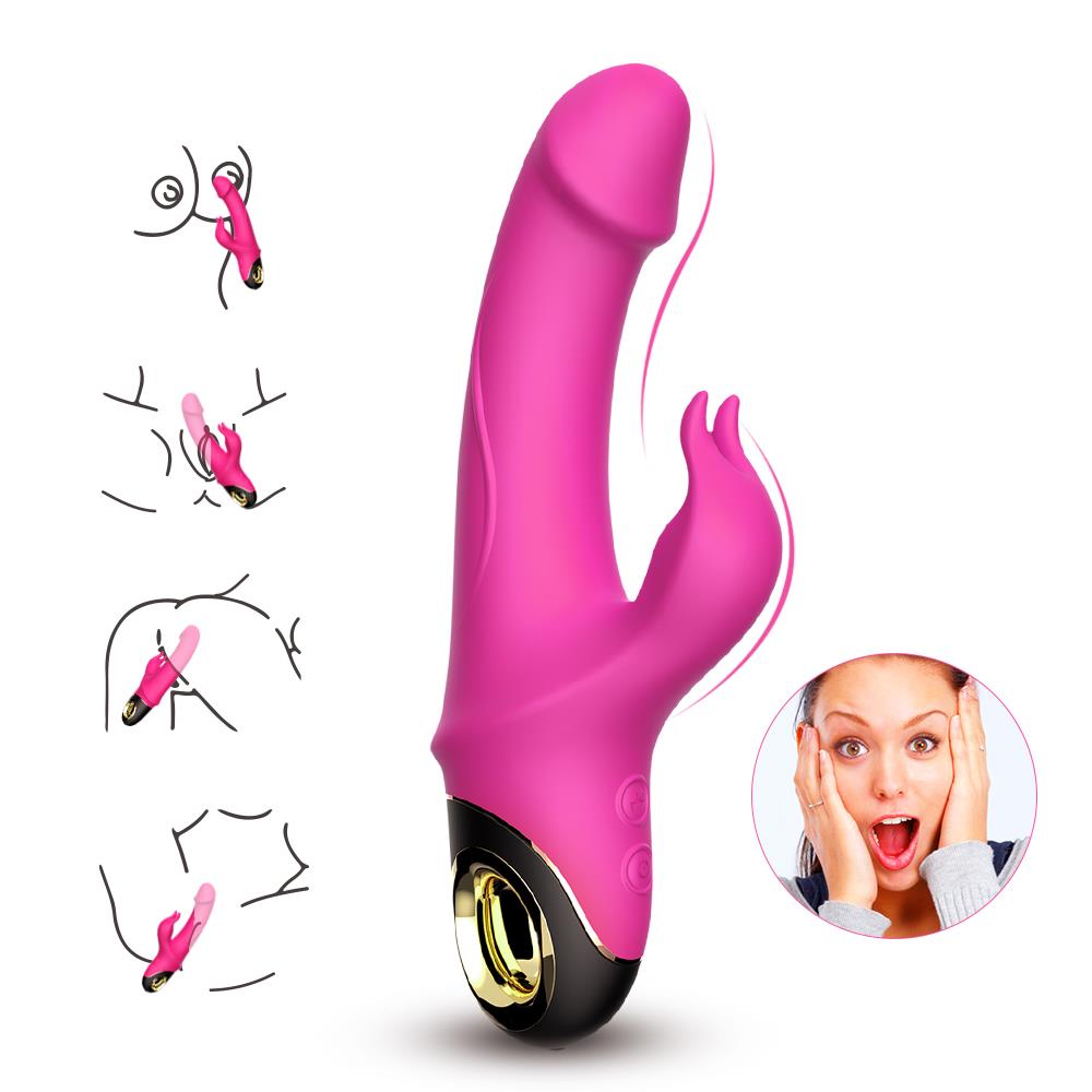 3-Wibrator królik z masażerem łechtaczki 22cm 9 tryb-3