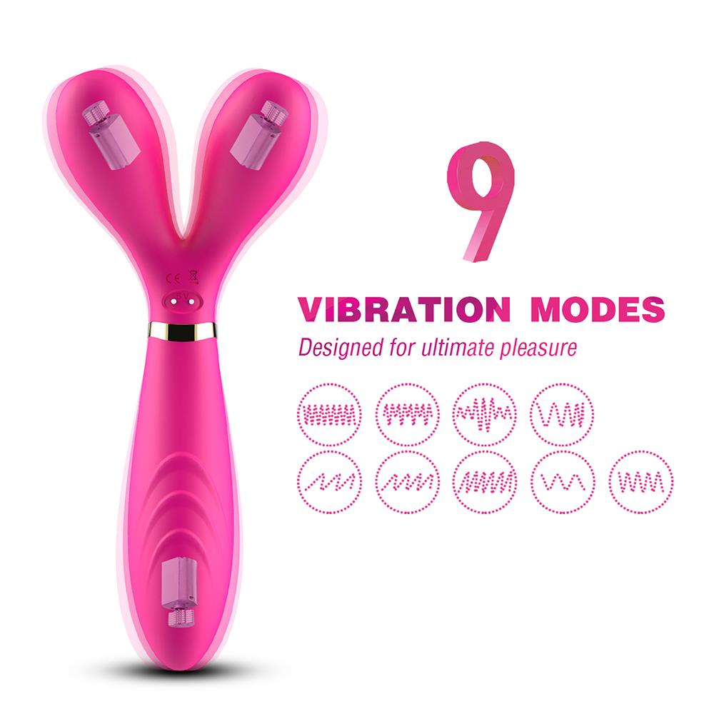 3-Podwójny wibrator masażer stymulator 9 trybów 19cm-3