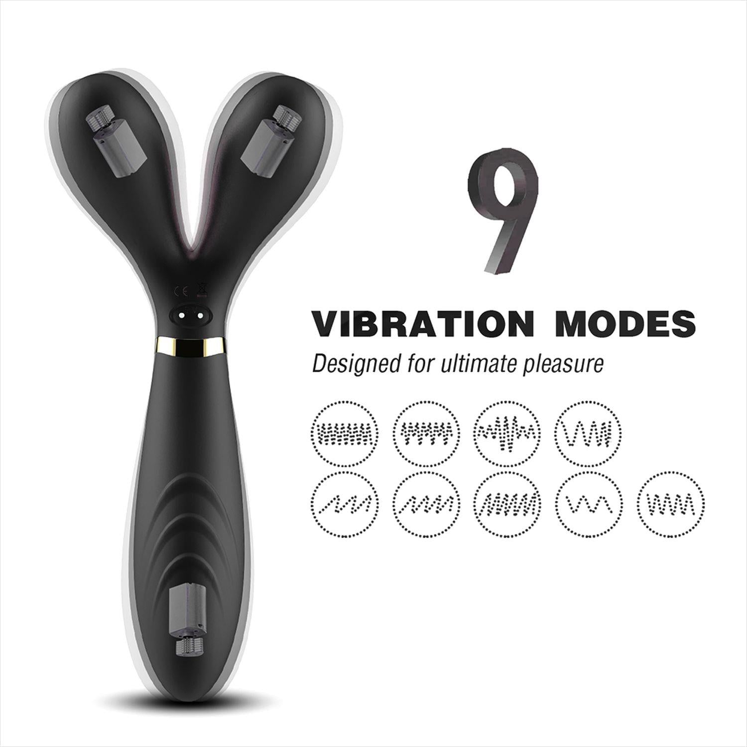 3-Podwójny wibrator masażer stymulator 9 trybów 19cm-3