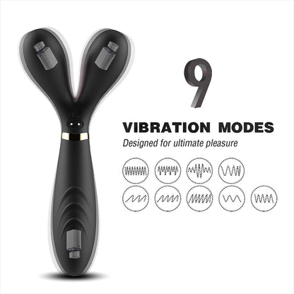 3-Podwójny wibrator masażer stymulator 9 trybów 19cm-3