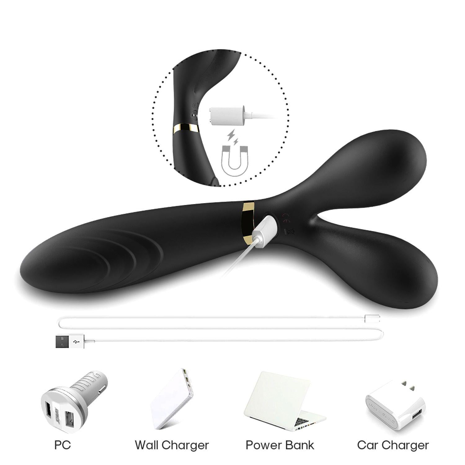 8-Podwójny wibrator masażer stymulator 9 trybów 19cm-8
