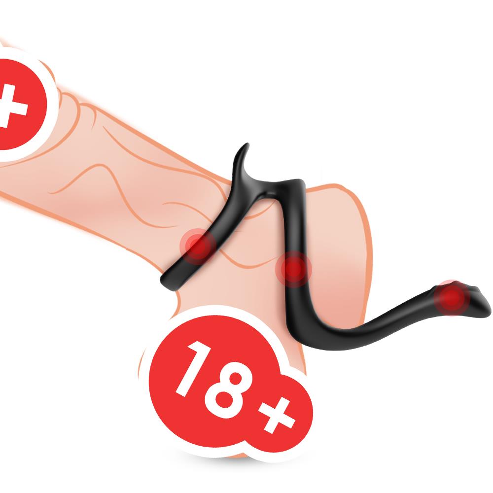 10-Pierścień na penisa erekcyjny ring podwójny z masażerem krocza-10