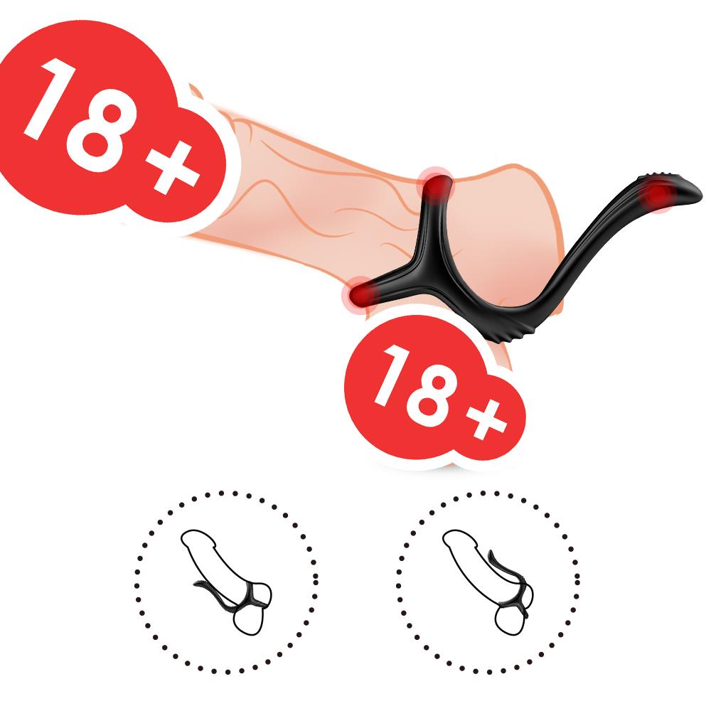 9-Podwójny pierścień erekcyjny z masażerem krocza-9