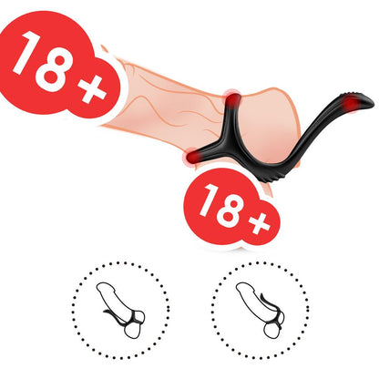 9-Podwójny pierścień erekcyjny z masażerem krocza-9