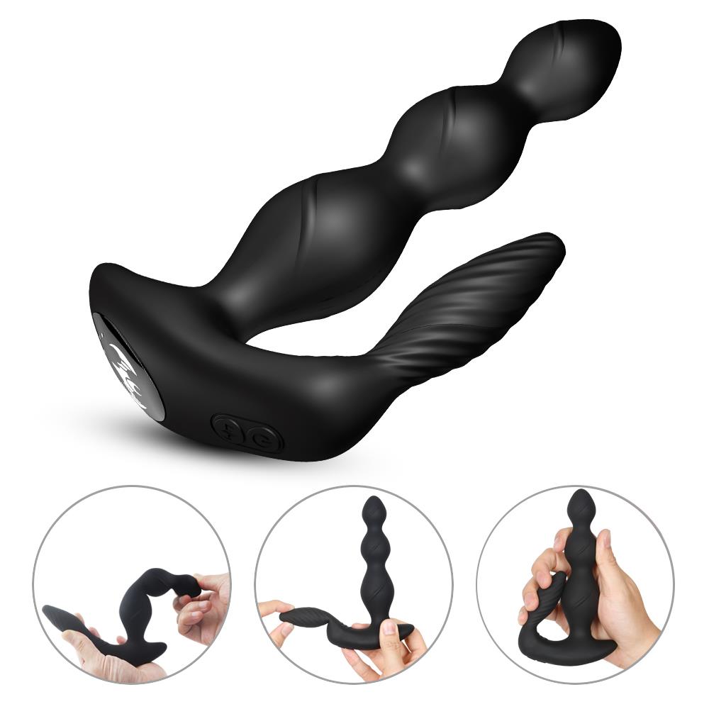 2-Korek analny z masażerem łechtaczki 9 trybów 17 cm-2