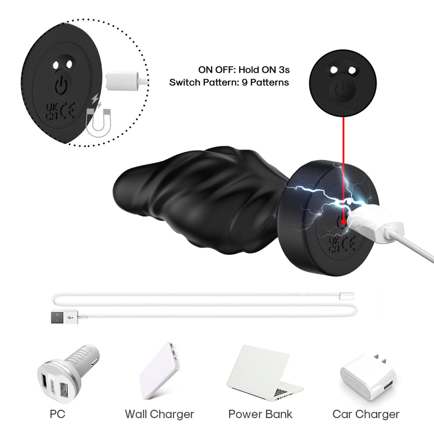4-Korek analny z wibracją B-series Joy Limonster Black-4