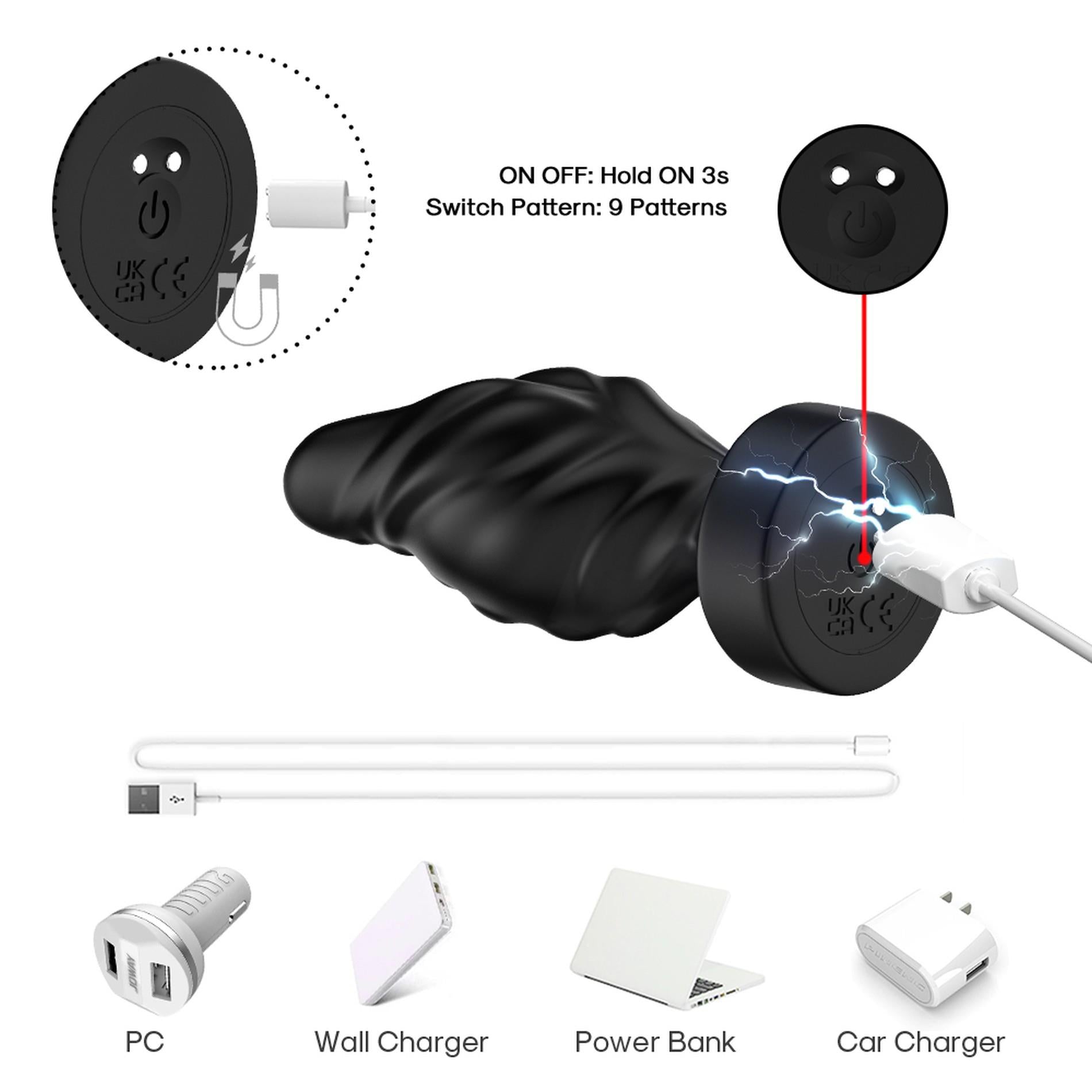 4-Korek analny z wibracją B-series Joy Limonster Black-4