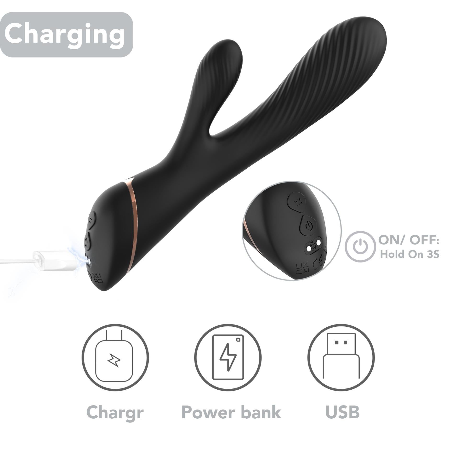 5-Wibrator ze stymulacją łechtaczki B - series Joy Hare Black-5