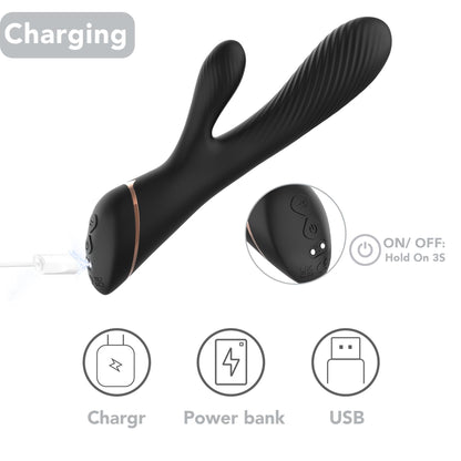 5-Wibrator ze stymulacją łechtaczki B - series Joy Hare Black-5