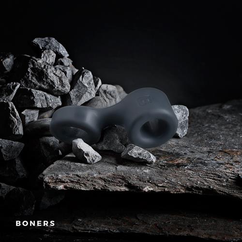 3-Boners Cock Ring And Ball Stretcher - Grey-3