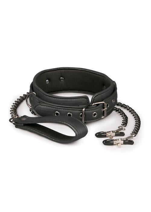 2-Wiązania-Leather Collar With Nipple Chains-2
