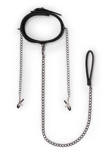3-Wiązania-Leather Collar With Nipple Chains-3