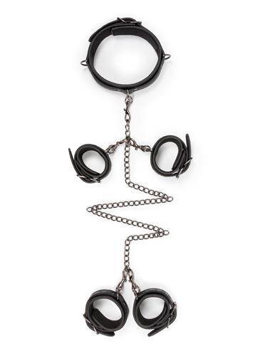 4-Kajdanki do rąk nóg łańcuchy obroża zestaw bdsm-4