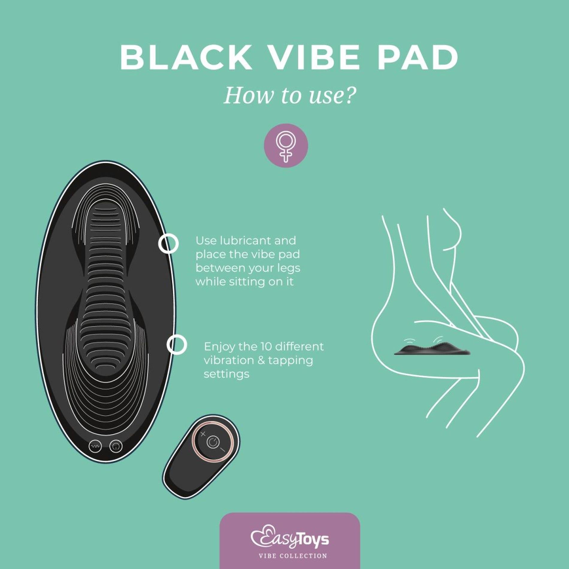 5-Vibe Pad Double Vibration with Remote Control - Black-5
