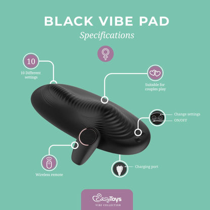 6-Vibe Pad Double Vibration with Remote Control - Black-6