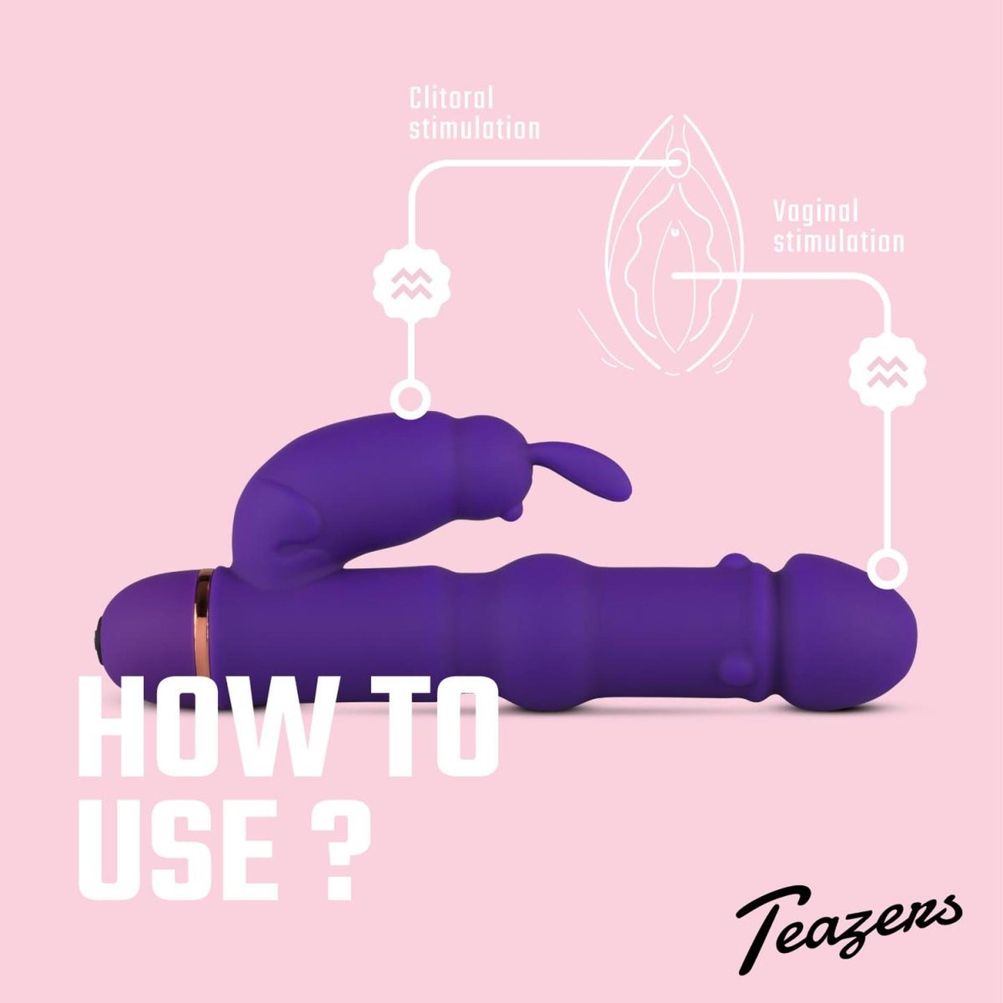 1-Teazers Silicone Rabbit Vibrator - Purple-1