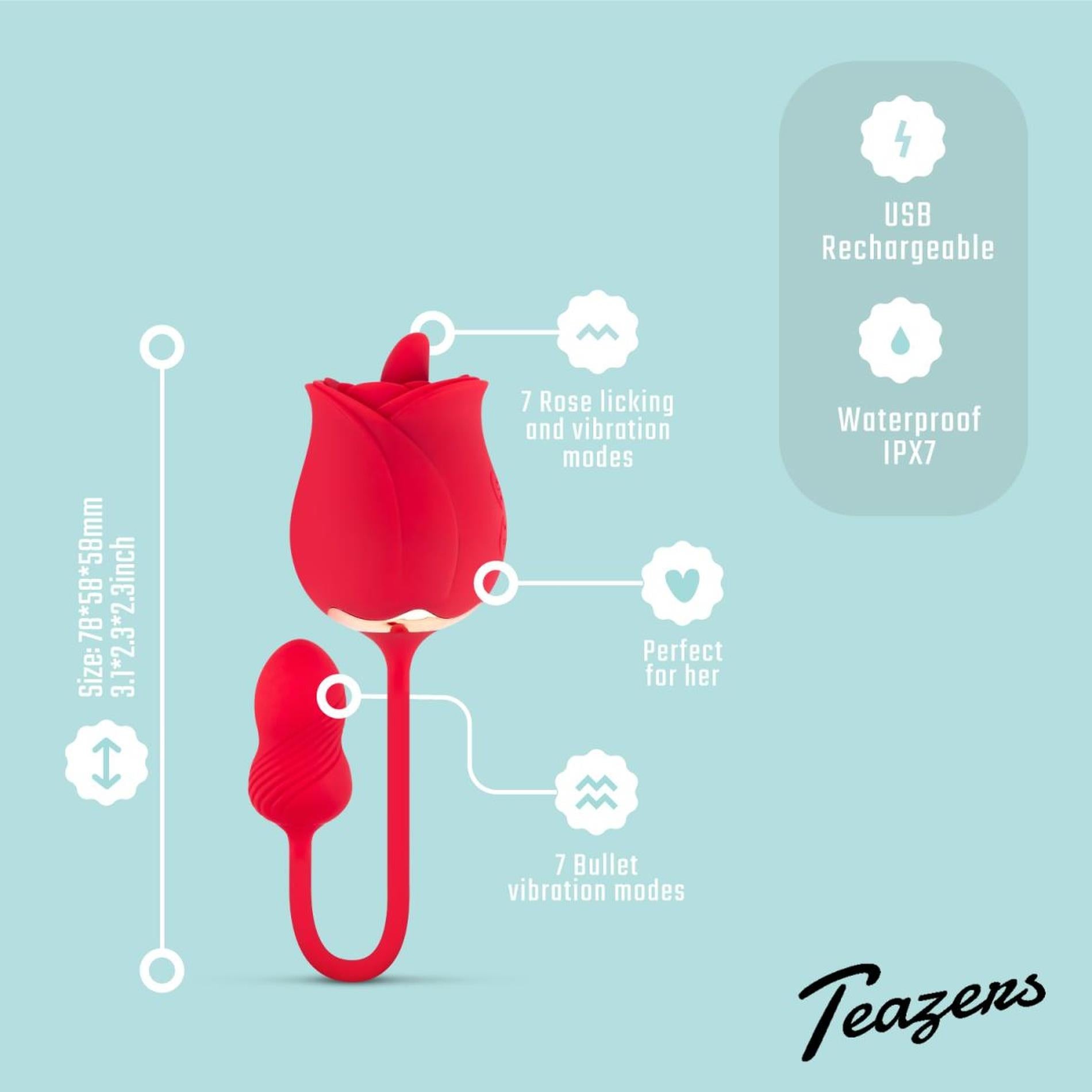 3-Teazers Rose Vibrator and Clitoris Stimulator-3
