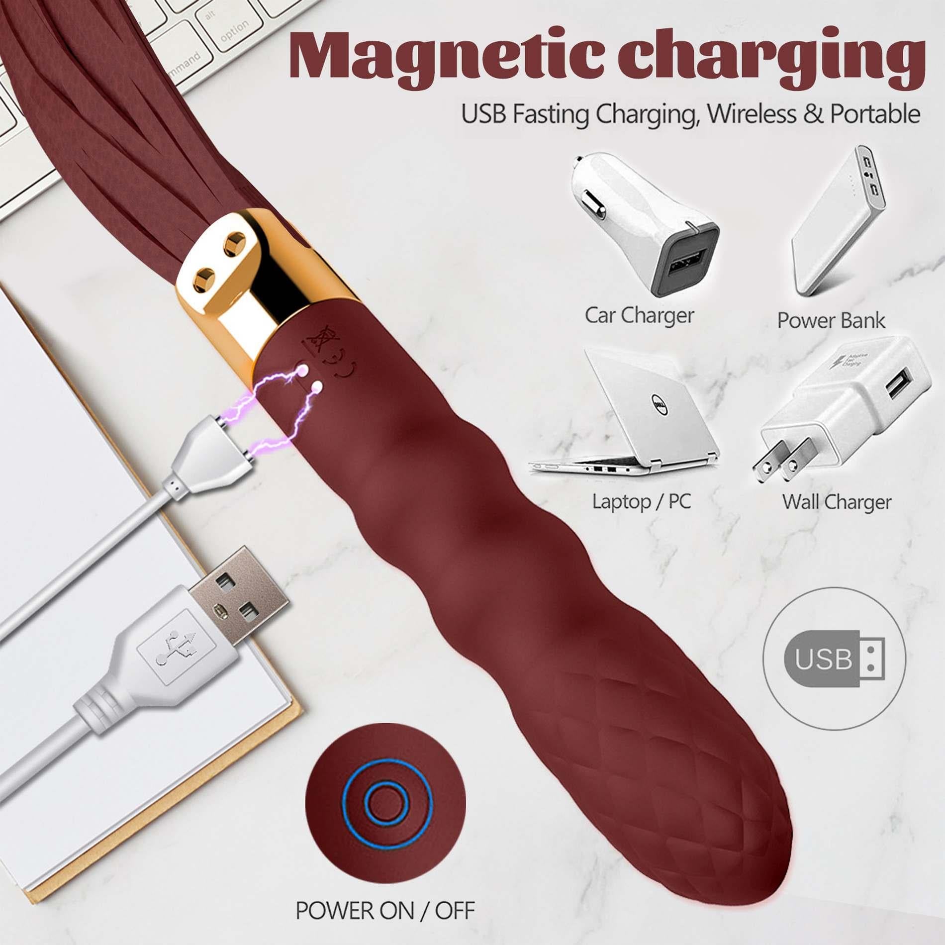 4-Pejcz bicz  z korkiem wibratorem analnym 2w1 stymulacja analna plug-4