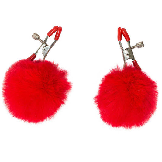 1-Zaciski na sutki klamry z futerkiem bdsm czerwone-1
