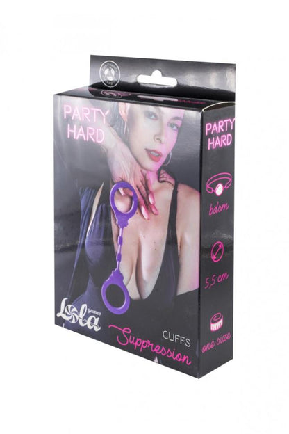 3-Kajdanki-Silicone Handcuffs Party Hard Suppression Purple-3