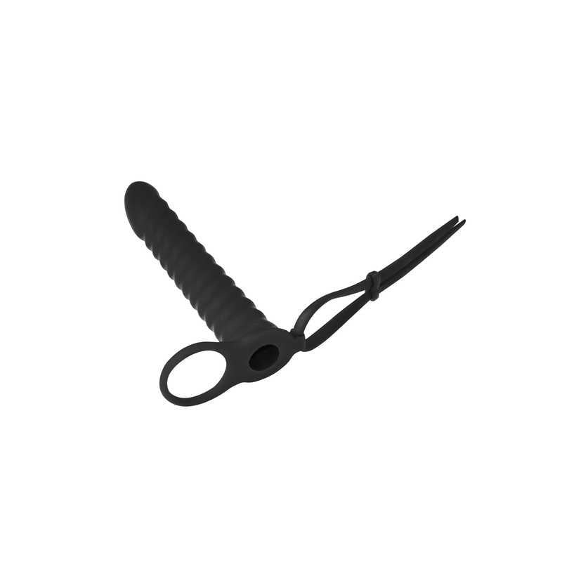 3-Czarne dildo pierścień do podwójnej penetracji-3