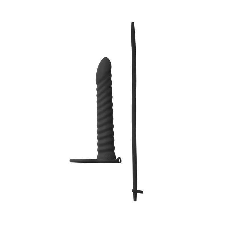 4-Czarne dildo pierścień do podwójnej penetracji-4