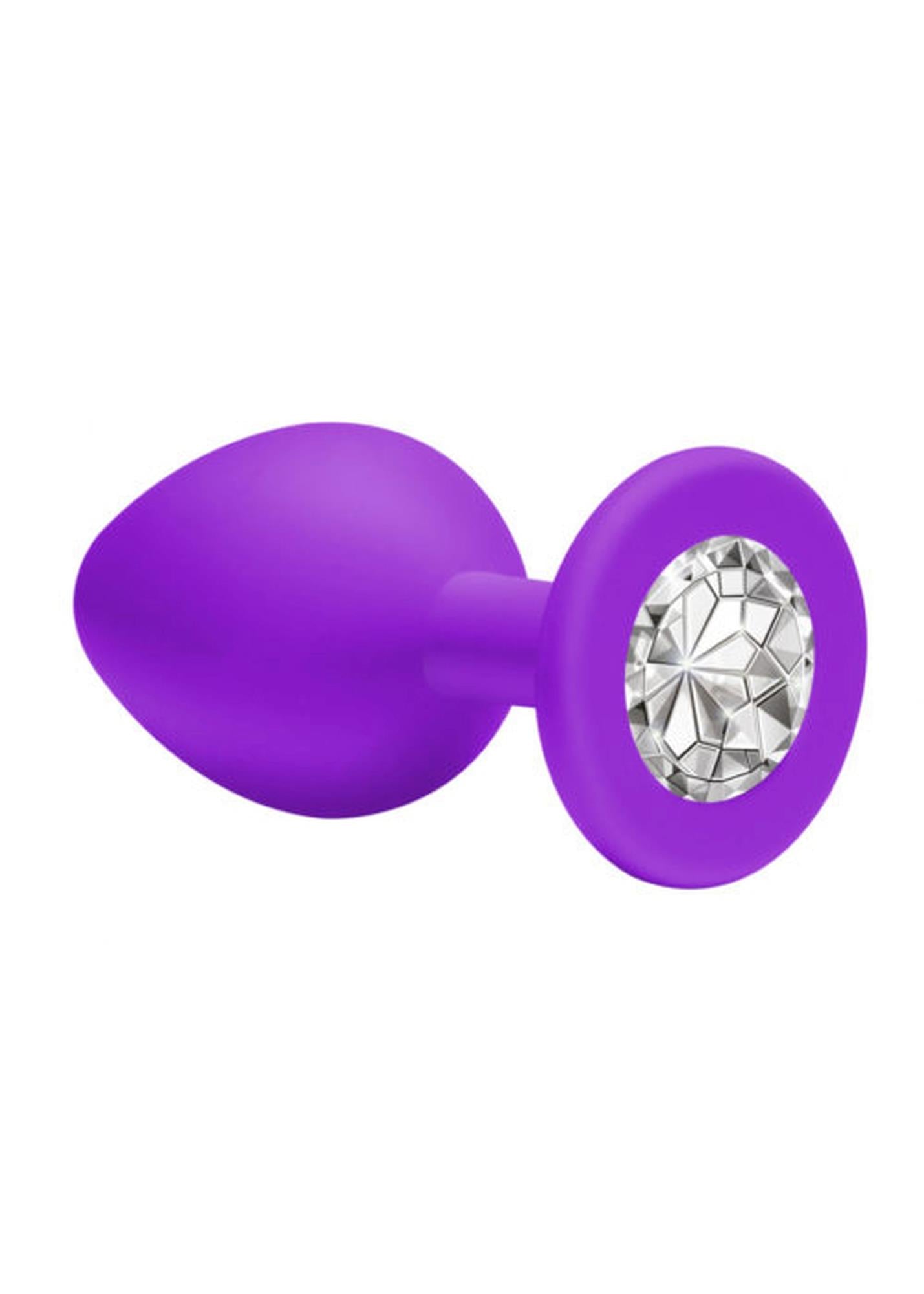 3-Silikonowy korek analny z kamieniem ozdobnym 8cm-3