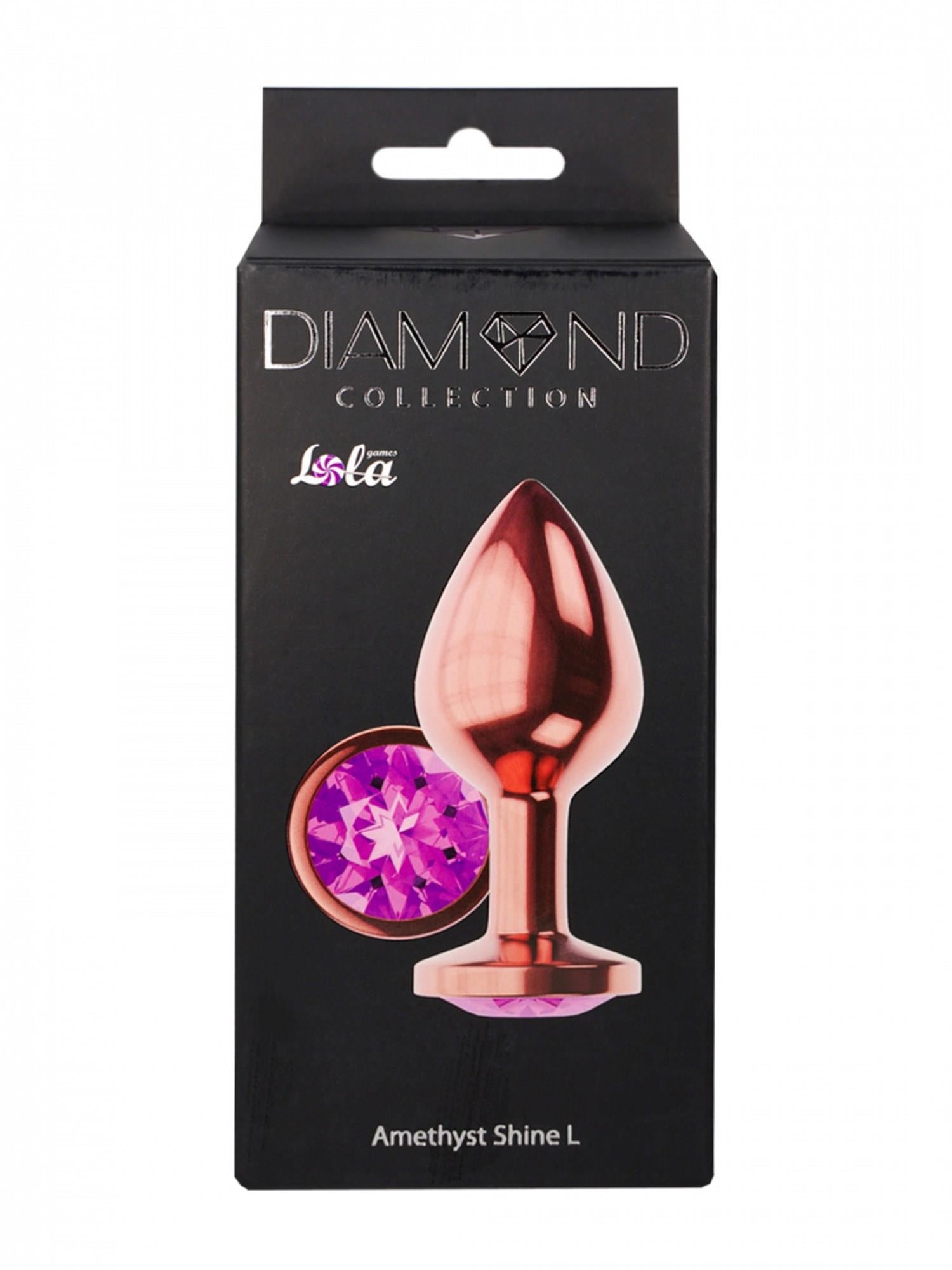4-Plug-Butt Plug Diamond Amethyst Shine L Rose Gold-4