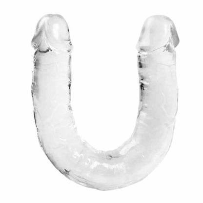 3-Podwójne przezroczyste silikonowe dildo penis 29cm-3