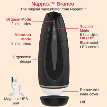 5-Masturbator - Nappex™ Branco Black - Premium Mastubators (10 Languages-5