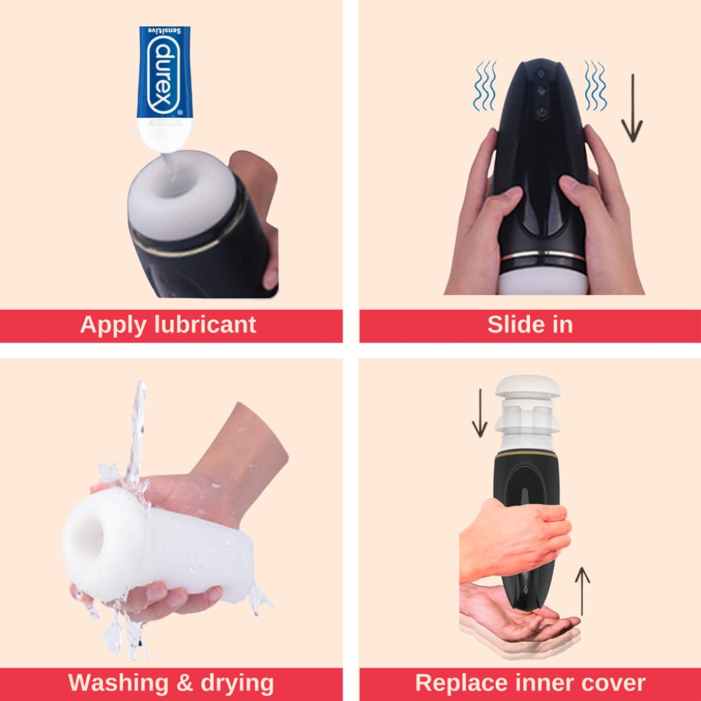 9-Masturbator - Nappex™ Branco Black - Premium Mastubators (10 Languages-9