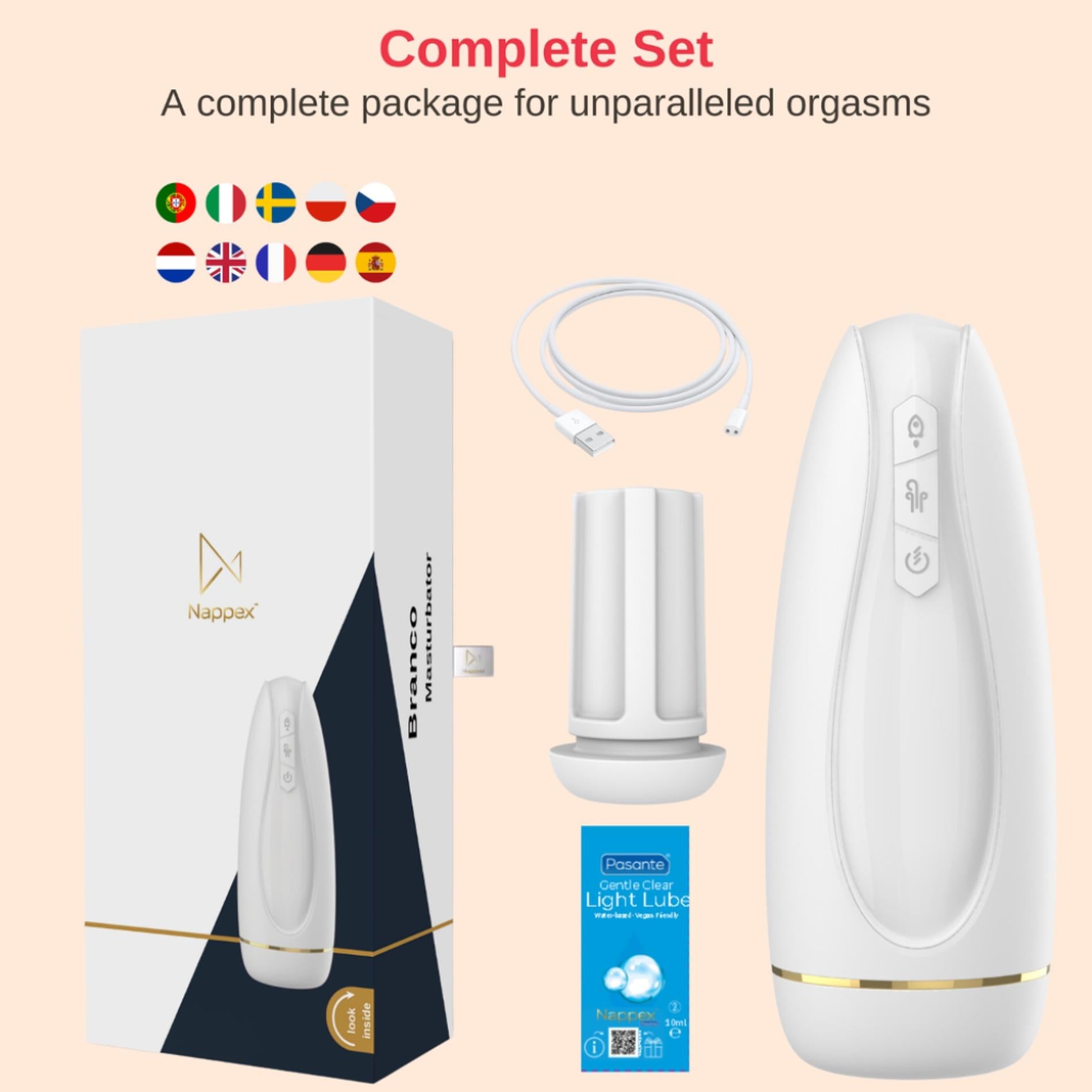 10-Masturbator - Nappex™ Branco White - Premium Mastubators (10 Languages)-10