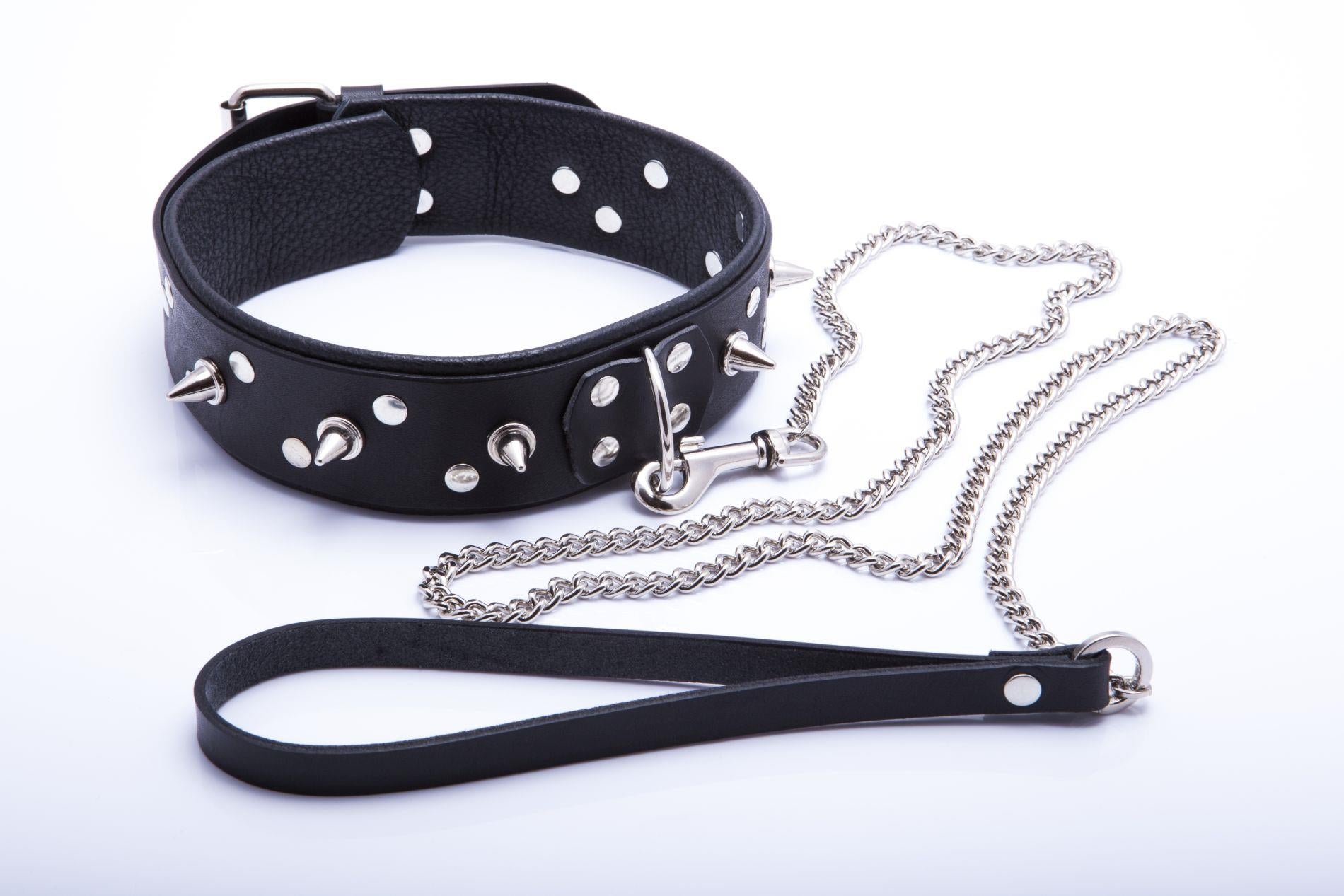 5-Skórzana obroża dla mężczyzn ćwieki bondage bdsm-5