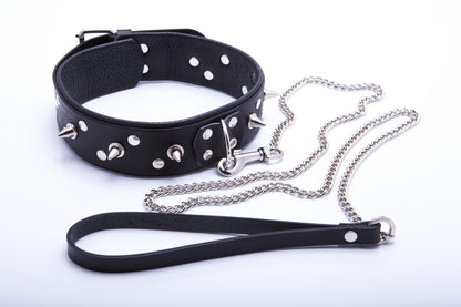 5-Skórzana obroża dla mężczyzn ćwieki bondage bdsm-5