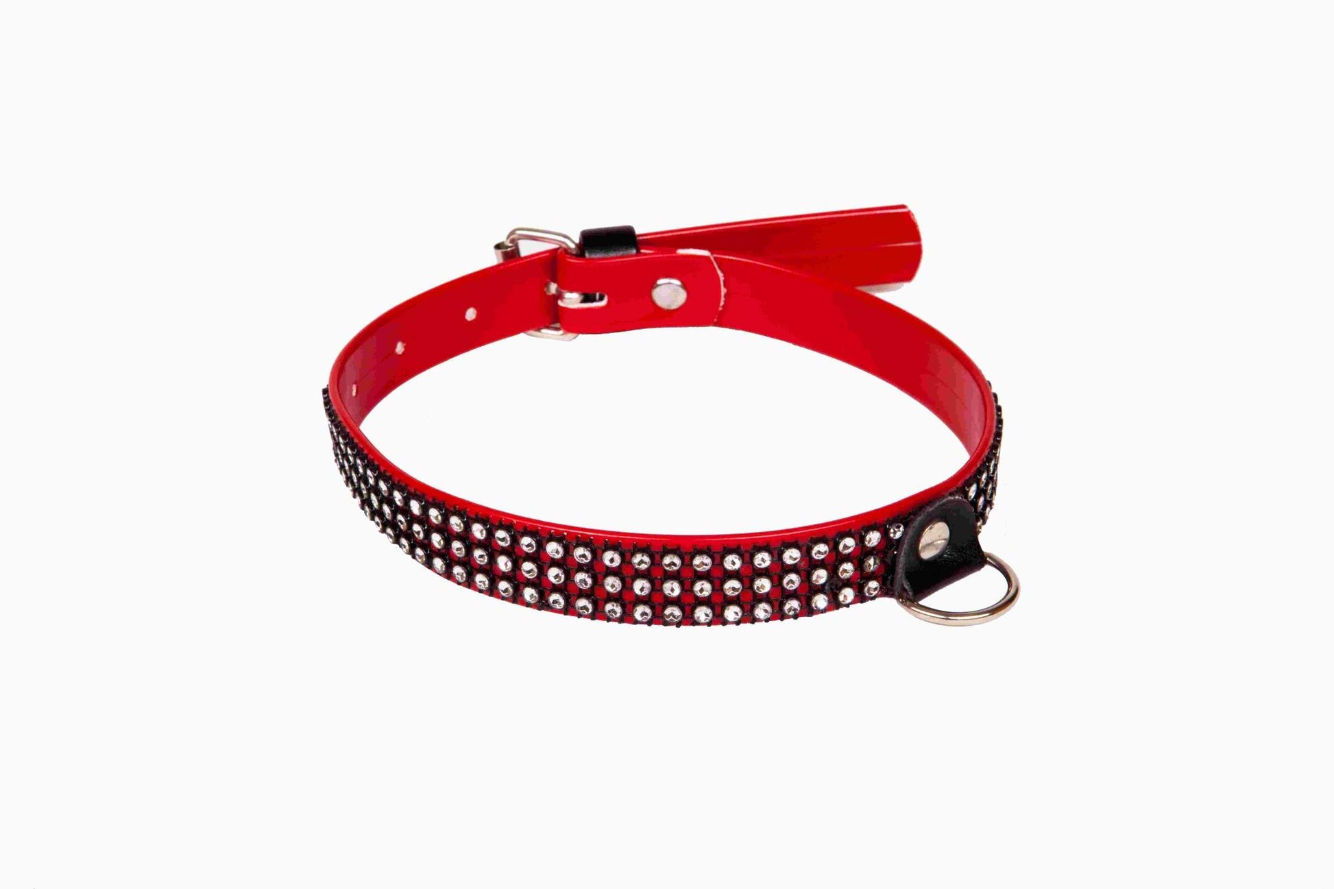 1-Wiązania-WHIPS lakier, obroża damskaz kryształkami, czerwona, 2cm-1
