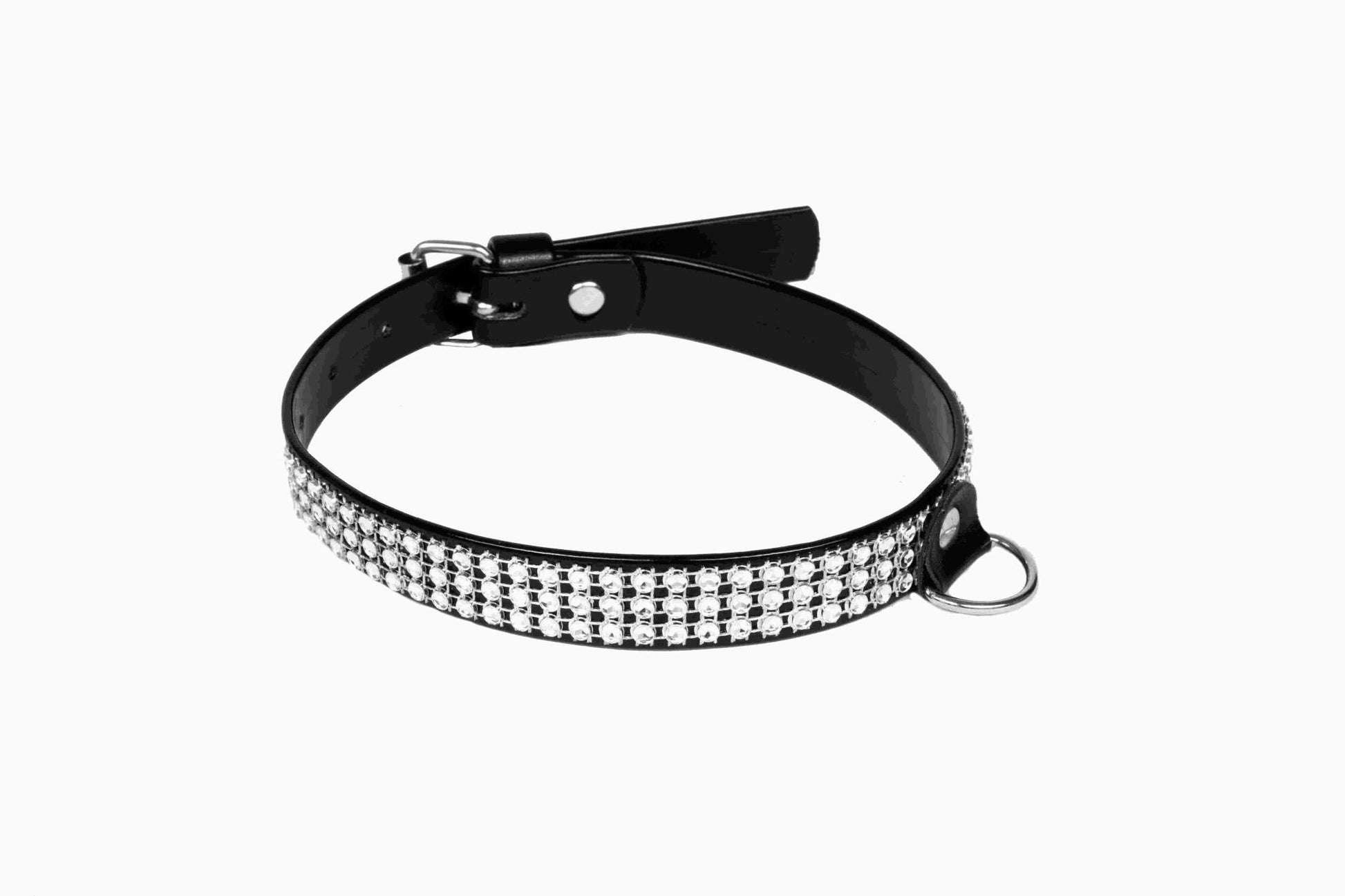 1-Wiązania-WHIPS lakier, obroża damska z krysztłakami, czarna, 2cm-1