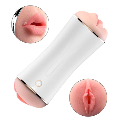 1-Wibrujący podwójny masturbator dwa wejścia dźwięk-1