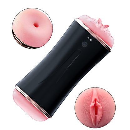 7-Podwójny wibrujący masturbator męski pochwa anus-7