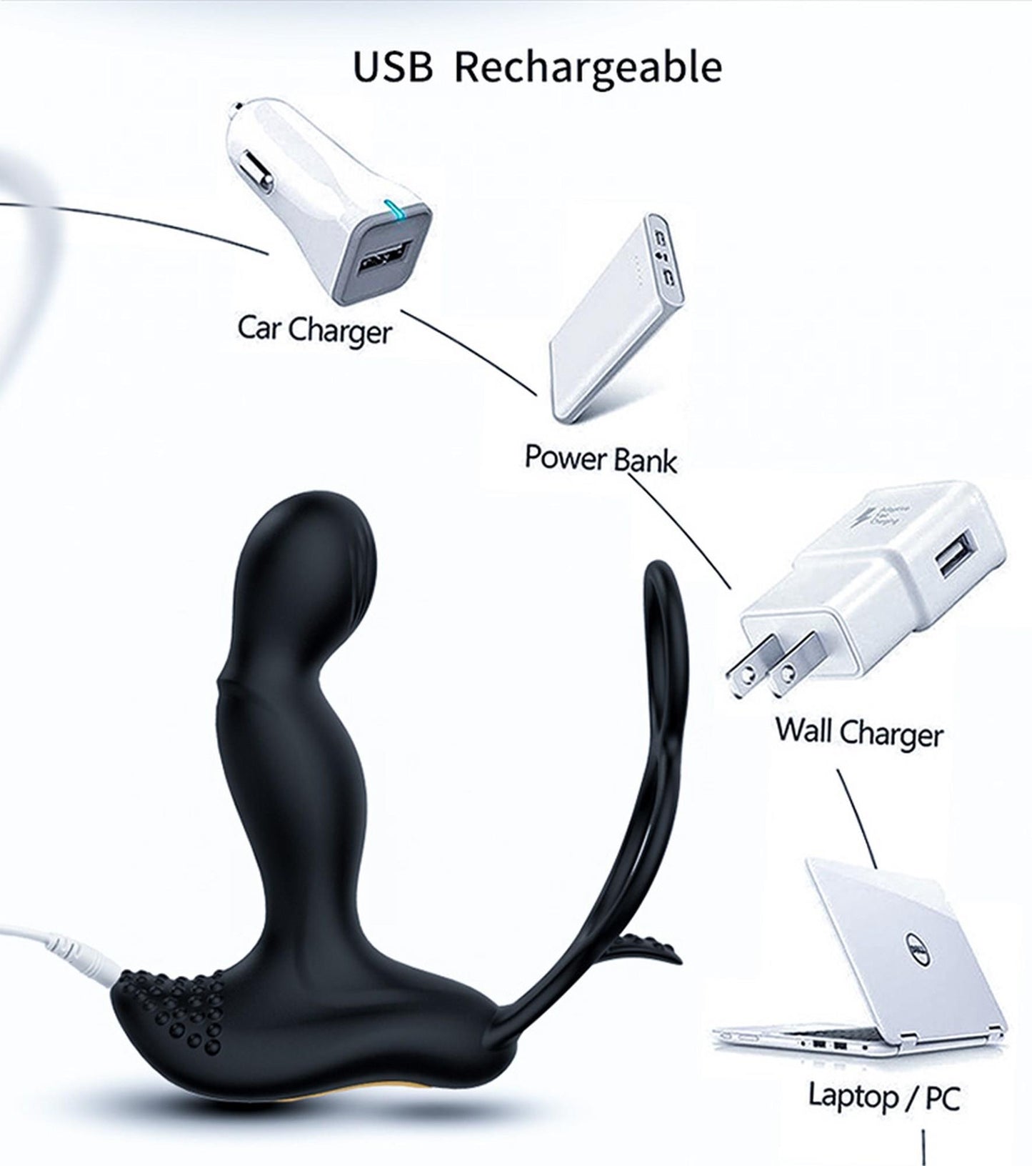 6-Masażer prostaty z funkcją grzania pierścień na penisa jądra 7trybów USB-6