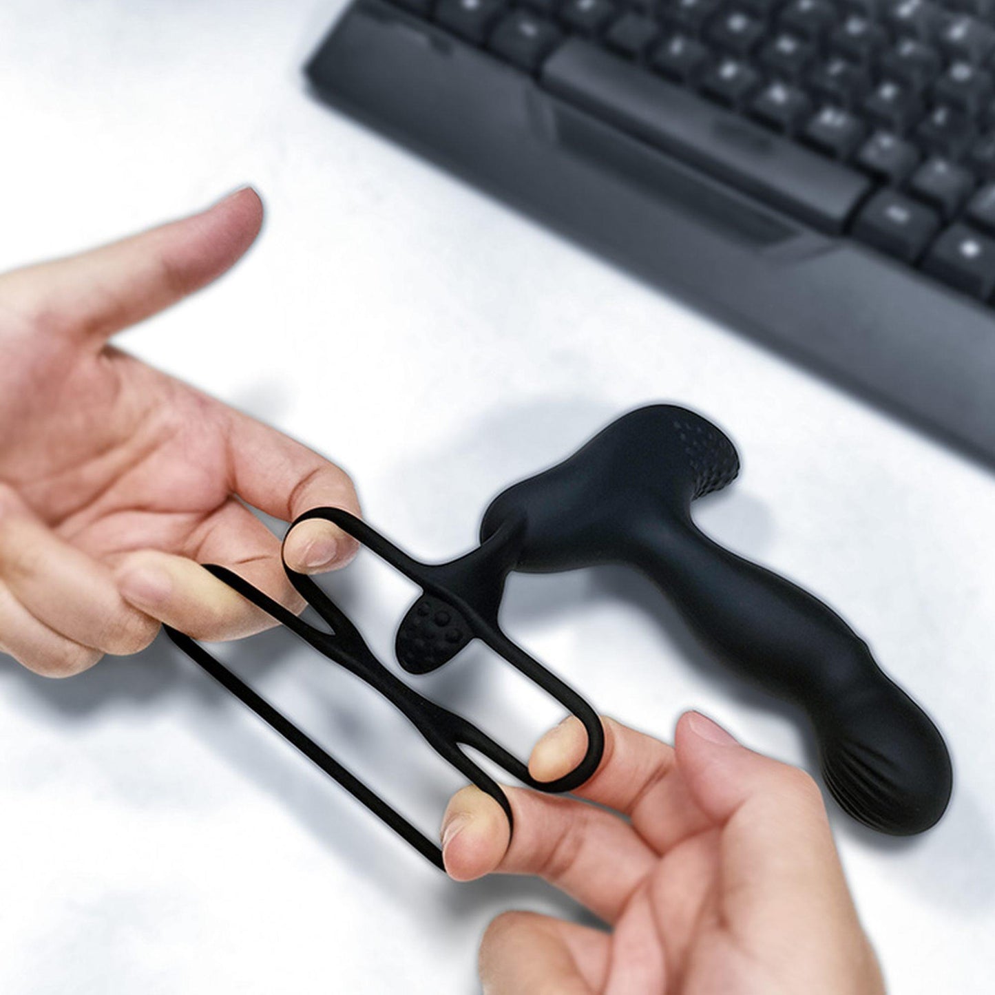 18-Masażer prostaty z funkcją grzania pierścień na penisa jądra 7trybów USB-18