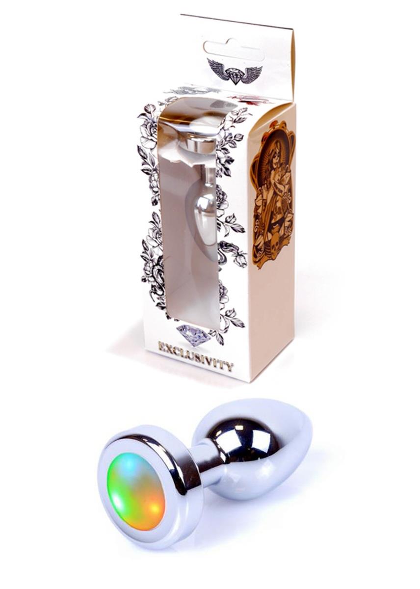 1-Korek analn stalowy błyszczący disco led sex 7cm-1