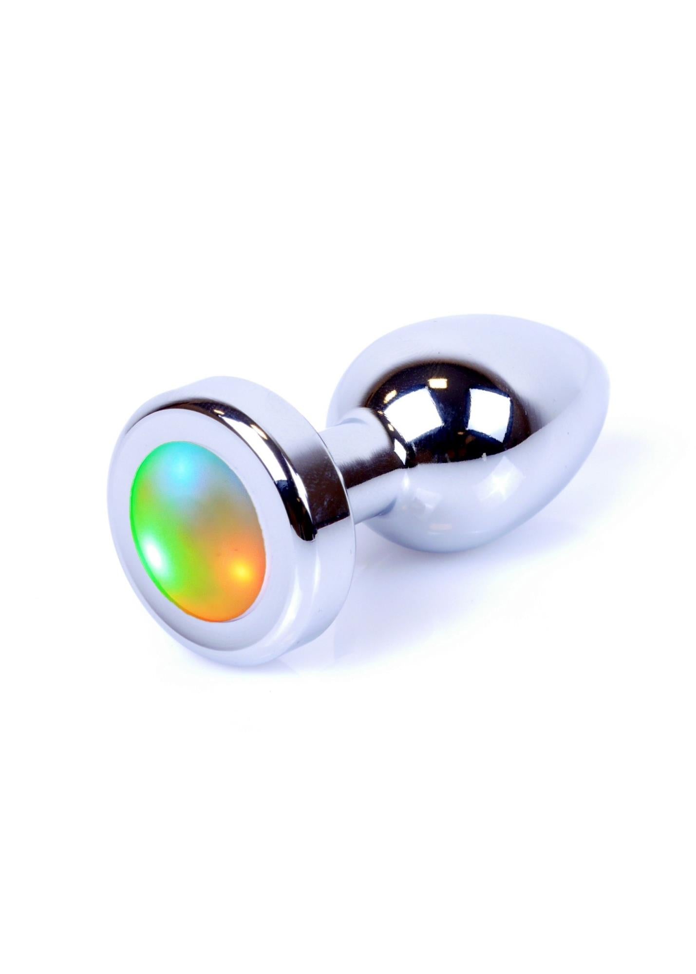 10-Korek analn stalowy błyszczący disco led sex 7cm-10
