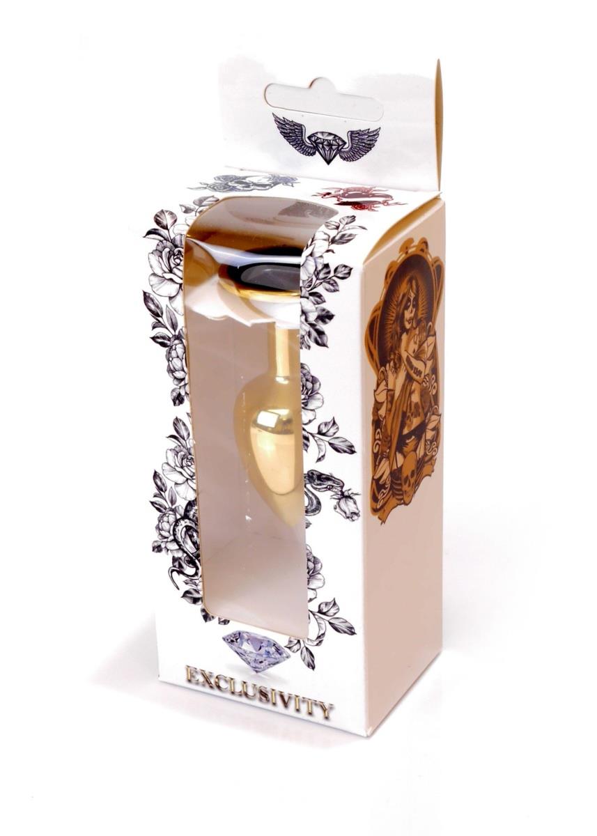 8-Stalowy korek analny plug złoty sex kryształ 7cm-8