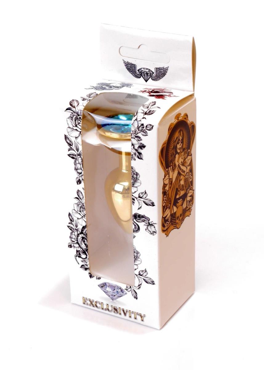 8-Stalowy korek analny plug złoty sex kryształ 7cm-8