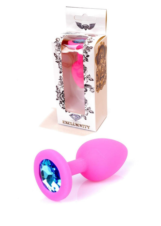 1-Korek analny z kamieniem plug ozdobny silikon 7cm-1